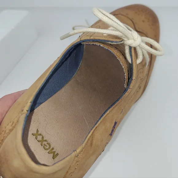 Mexx Tan Leather Women's Wingtip Brogue Shoes - Picture 9 of 13